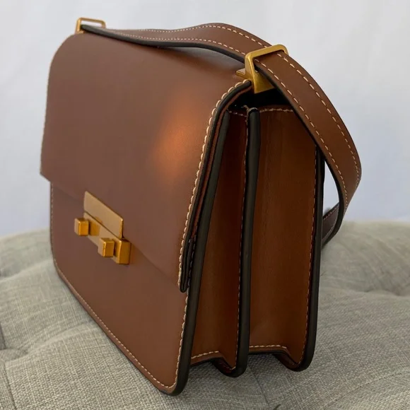 H&M Structured Tan Crossbody Bag with Gold Hardware - Picture 6 of 8